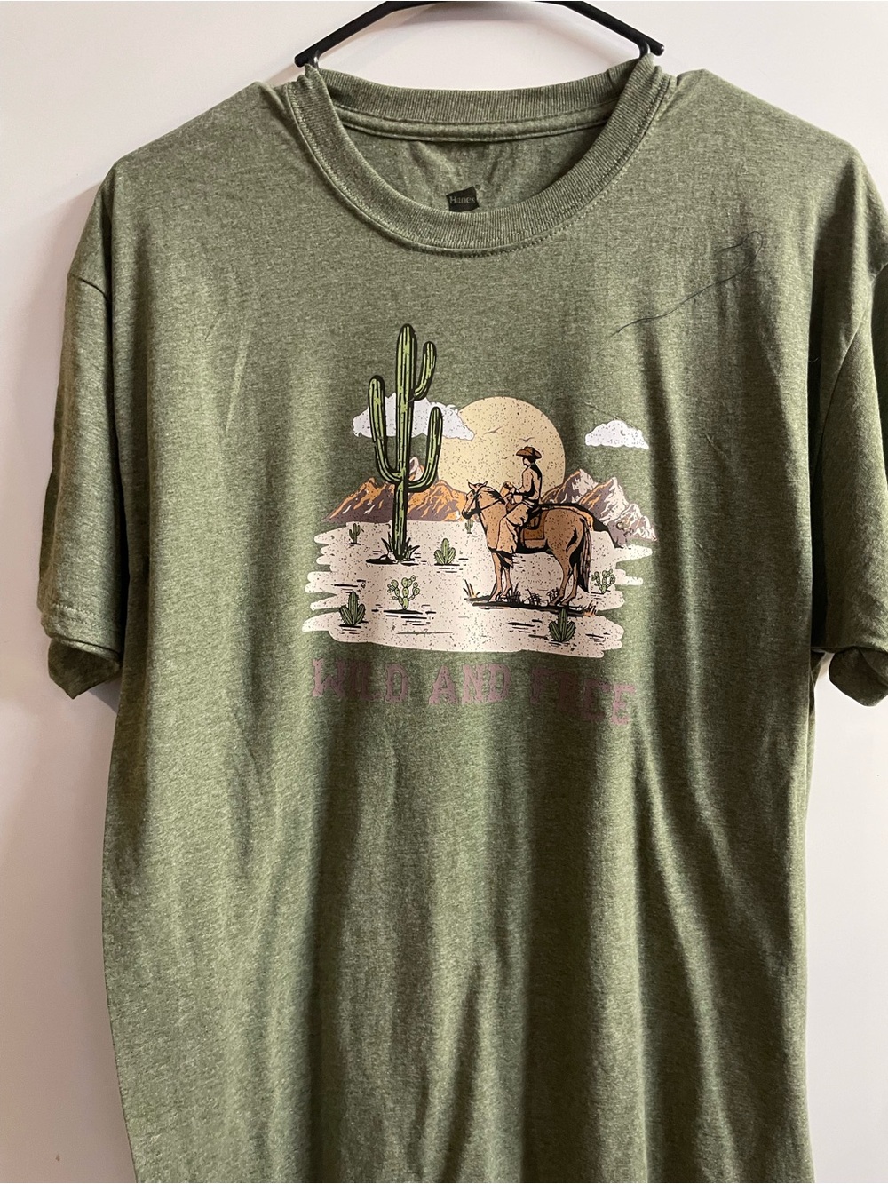 Hanes Olive Green Desert Cowboy Graphic Tee